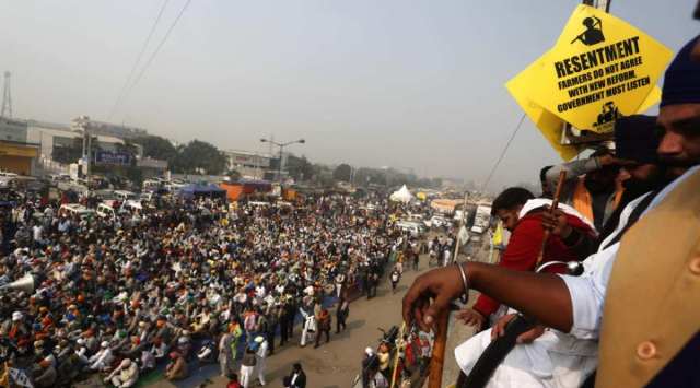 Farmers at Singhu border. (Express photo: Amit Mehra)
