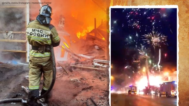Russia, fireworks warehouse, fire at fireworks factory, Ministry of Emergency Situations, warehouse fire in Russia, fireworks explosion, fireworks explosion viral video, Trending news, Indian Express news.