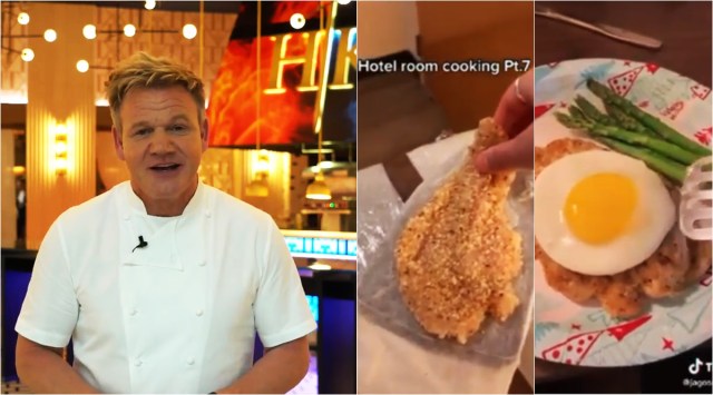 gordon ramsay, gordon ramsay react, cornwall chef cook with hotel appliances, tiktok chef cook with hotel gadgets, chef cook with hotel appliances, chef quarantine meals, chef isolation kitchen meals, Jago Randles quarantine meals, chef cook with hotel appliances viral video, viral news, indian express