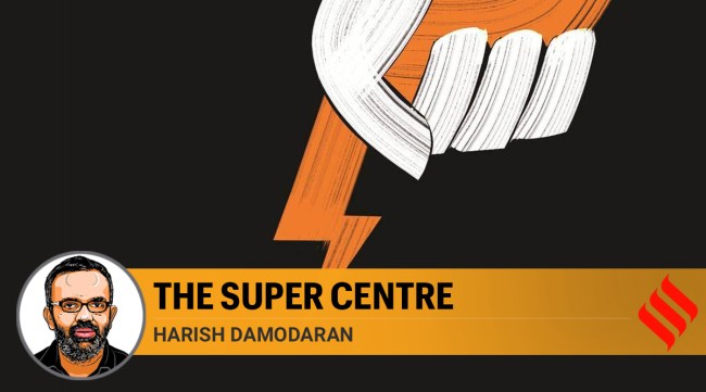 The BJP under Narendra Modi, like Indira Gandhi’s Congress in its time, faces no political competition within or outside. (Illustration: C R Sasikumar)