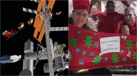 christmas, christmas 2020, christmas in space, international space station, christmas in iss, norad santa space station, astronauts celebrate christmas, viral news, trending news, Indian Express news