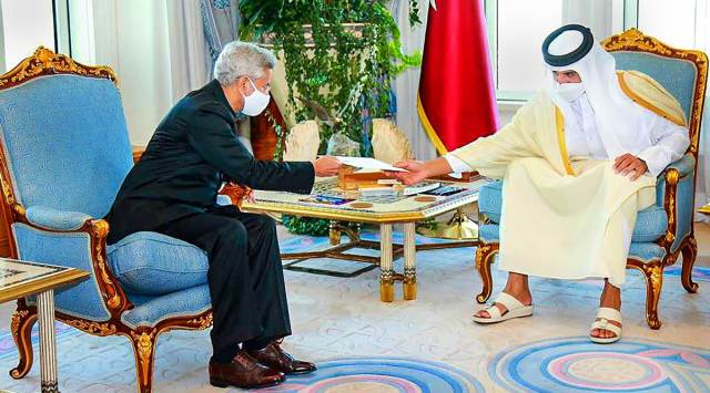 External Affairs Minister S Jai Shankar calls on Tamim bin Hamad, Emir of Qatar, in Doha. (PTI)