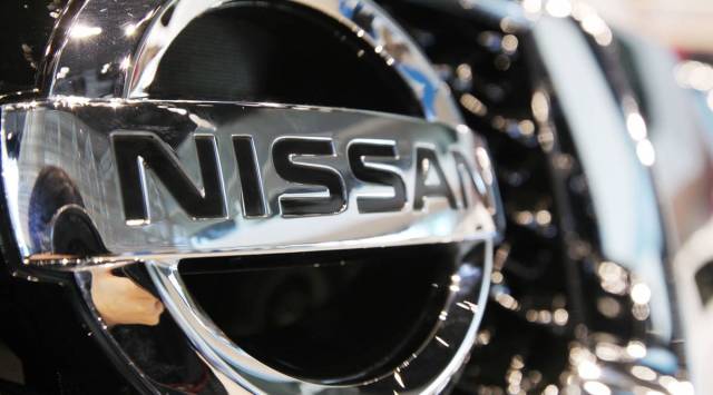 The Nissan Motor Co. Ltd. logo is displayed during a media briefing at the company's head office in Yokohama, Japan, on Wednesday, March 21, 2012. (Photographer: Junko Kimura/Bloomberg)
