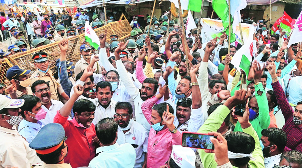 Bandra Kurla Complex, Famers protest at BKC, Raju Shetti, Mumbai news, Maharashtra news, Indian express news