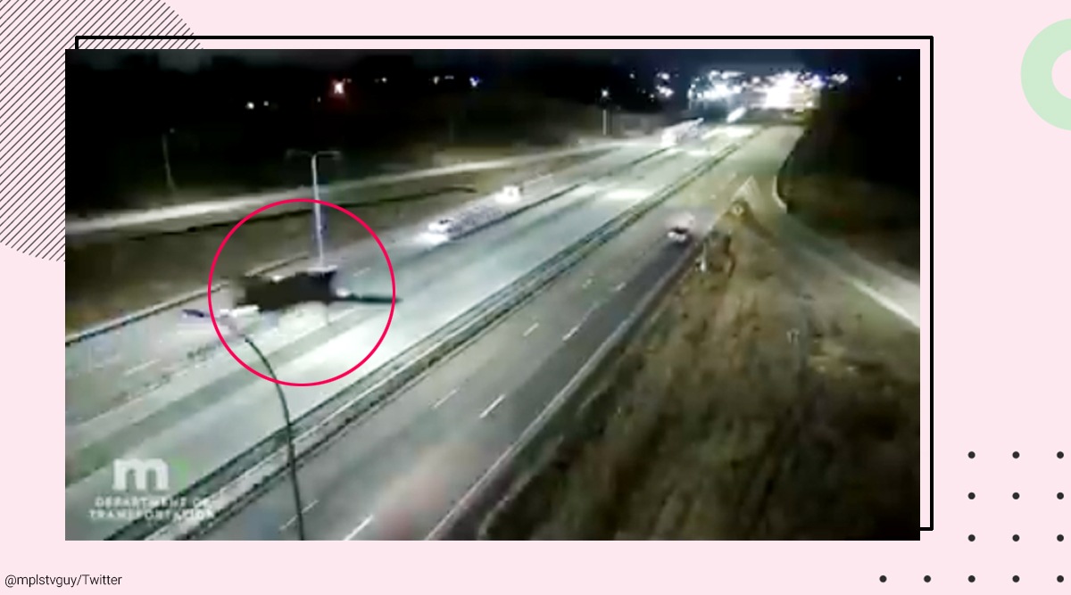 US, Minnesota , single-engine plane emergency landing Minnesota State Patrol, plane viral video, plane crash trending, indian express, indian express news