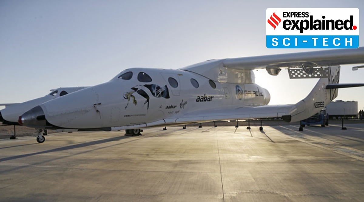 FILE - In this Sept. 25, 2013, file photo, shows Virgin Galactic's SpaceShipTwo at a Virgin Galactic hangar at Mojave Air and Space Port in Mojave, Calif. Virgin Galactic has reported an unspecified problem during a test flight of its SpaceShipTwo space tourism rocket.  (AP Photo/Reed Saxon, File)