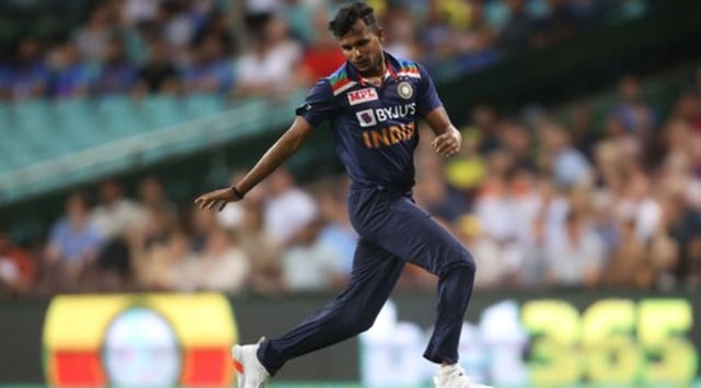 India's Thangarasu Natarajan in action. (Reuters)