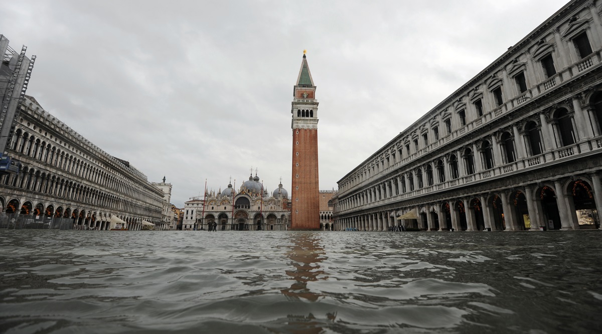 venice, venice floods, italy floods, venice news, venice high tide, indian express