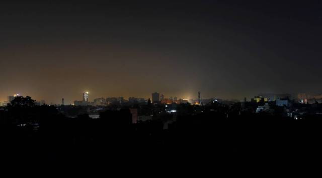 A general view of a residential area is seen during a power breakdown in Karachi, Pakistan, January 10, 2021. (Source: Reuters)