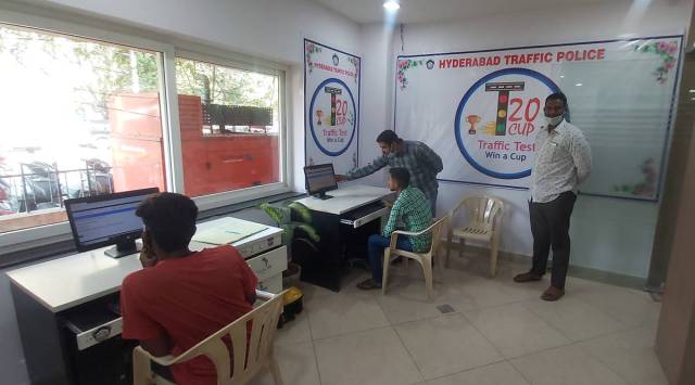 The department has set up workstations at the Traffic Training Institutes in Goshamahal and Begumpet, apart from the Traffic Control Room at its headquarters, where anyone interested can take the challenge. (Express photo by Rahul V Pisharody)