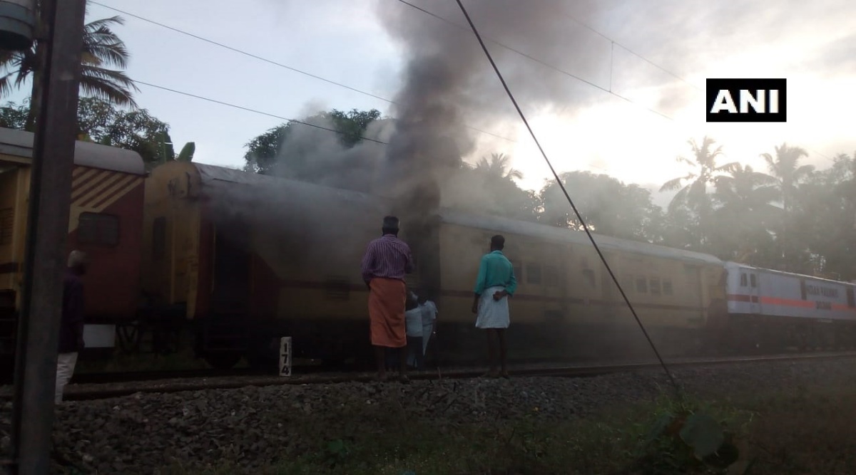 Kerala fire in running train