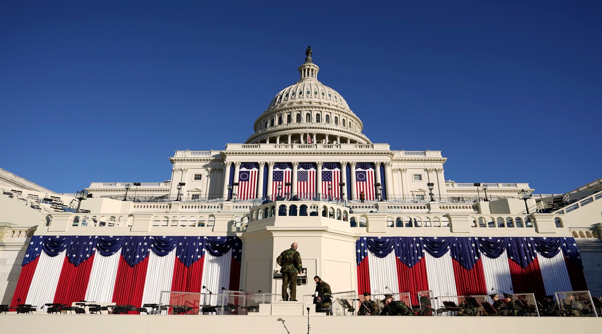 Final preparations are made ahead of the 59th Presidential Inauguration at the U.S. Capitol in Washington, Tuesday, Jan. 19, 2021. (AP Photo/Carolyn Kaster)