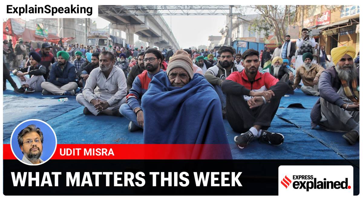 Farmers sit in protest against the new Farm Bill, at Tikri Border, New Delhi,  on Tuesday, December 29, 2020. Express photo by Abhinav Saha.
