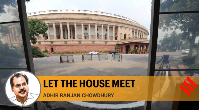 Markings to maintain physical distancing are seen on the ground outside Parliament building in New Delhi. (AP)