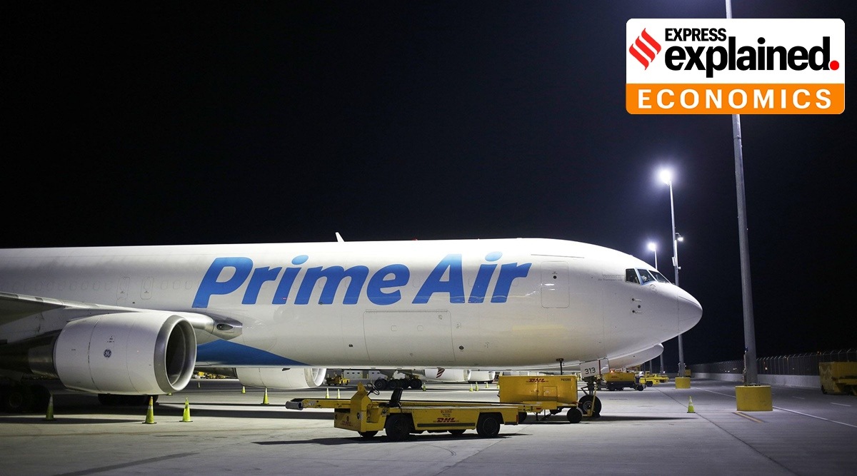 An Amazon Prime Air cargo jet sits at Cincinnati/Northern Kentucky International Airport in Hebron, Kentucky. (Bloomberg Photo: Luke Sharrett)