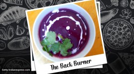 soup recipe, winter recipe, seasonal recipe, carrot recipe, black carrot, black carrot soup, black carrot and coconut milk soup, the back burner