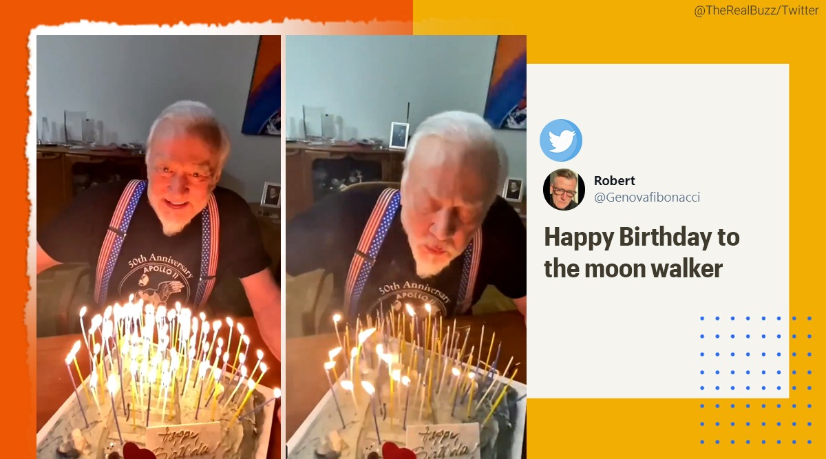 Buzz Aldrin, Buzz Aldrin birthday, Buzz Aldrin 91st birthday, Buzz Aldrin birthday cake and candles, NASA astronaut, Apollo 11 mission, Second man on moon, Trending news, Indian Express news