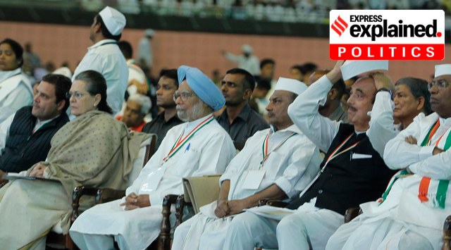 Congress leaders at the INC Plenary Session in 2018. Leaders ave proposed that a conclave on the lines of the Pachmarhi and Shimla be held again. (Express Archive)
