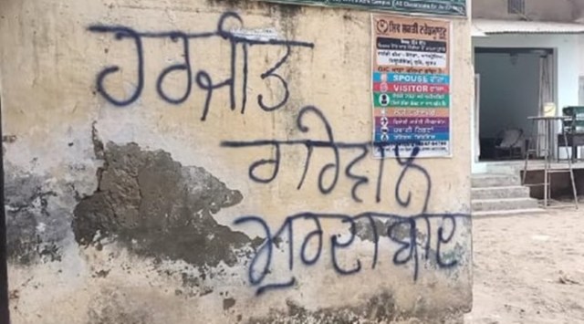 Dhanaula, property defacement