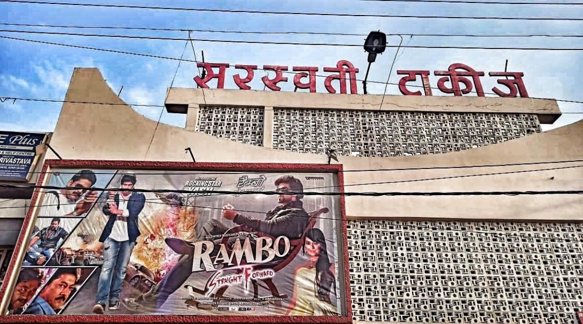 Saraswati Talkies, a single screen cinema hall in Uttar Pradesh's Unnao. (Express photo by Pratyaksh Srivastava)