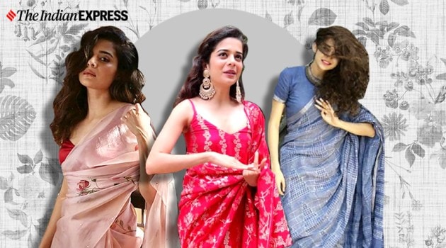 Mithila Palkar, Mithila Palkar looks, Mithila Palkar ethnic looks, Mithila Palkar sari looks, Mithila Palkar, indian express, indian express news