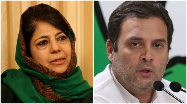 PDP president Mehbooba Mufti and Congress leader Rahul Gandhi. 