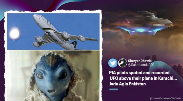 UFO, Pakistan, UFO in Pakistan skies, Pilot spots UFO, UFO in Pakistan memes, UFO memes, UFO Twitter reactions, Trending news, Pakistan news, Indian Express news