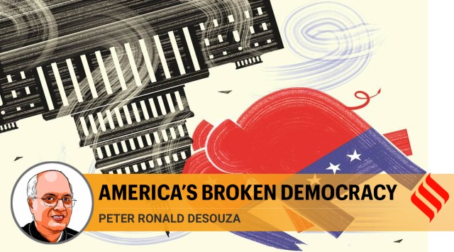 The mobs storming the hallowed precincts of American democracy, on January 6, were not an exceptional lapse but were, in fact, a symptom of a sick democracy. (Illustration by C R Sasikumar)