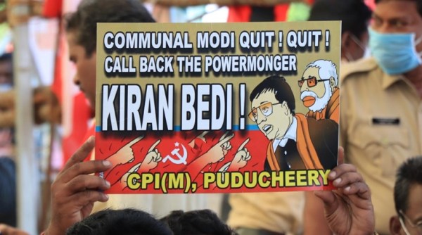Puducherry agitation, V Narayanaswamy, Kiran Bedi