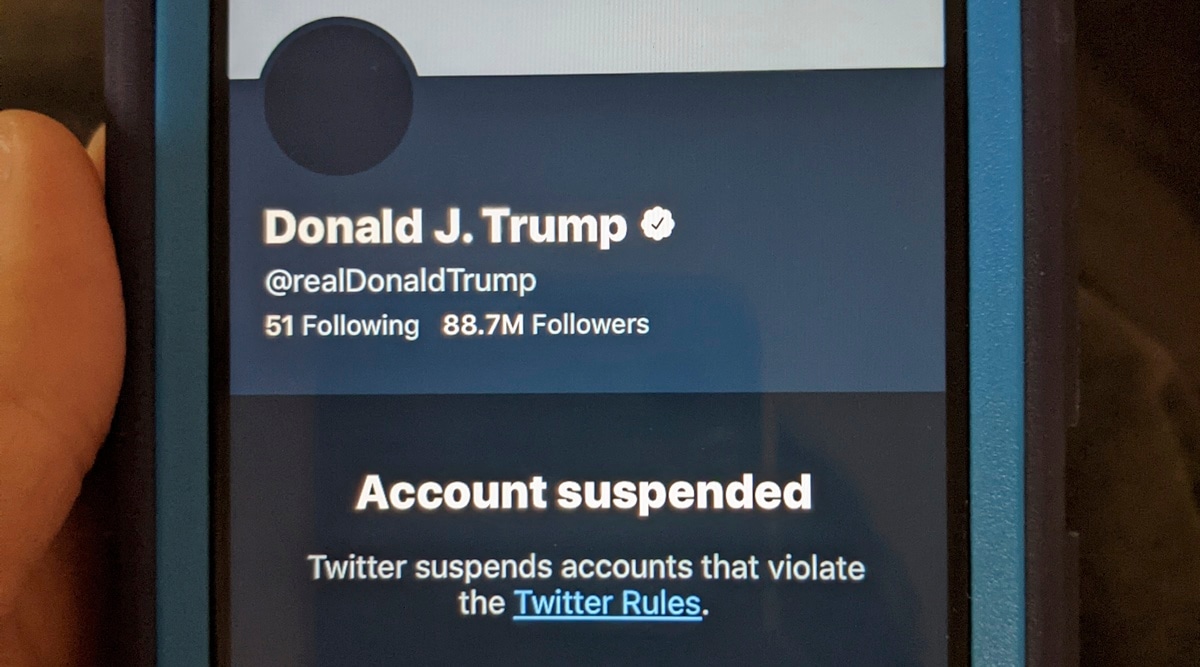 This Friday, Jan. 8, 2021 image shows the suspended Twitter account of President Donald Trump. (AP Photo/Tali Arbel)