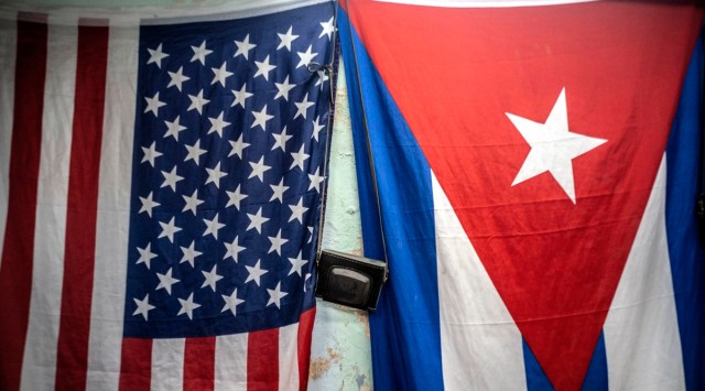 US flag, Cuba flag, US terrorism list