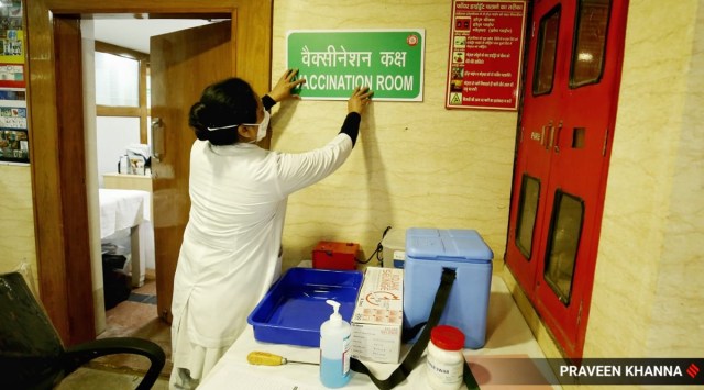 A Covid-19 vaccination centre in New Delhi. 