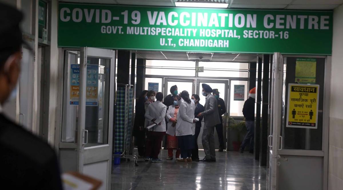Dry Run of Covid 19 Vaccination being held at Chandigarh (Express Photo by Kamleshwar Singh)