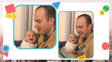baby, baby reacts to dad, dad Disney voices, baby father video, cute baby videos, Trending, indian express news