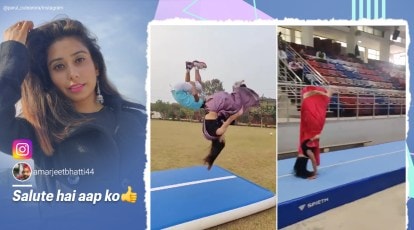414px x 230px - Videos of saree-clad gymnast performing backflips and cartwheels get praise  on social media | Trending News - The Indian Express