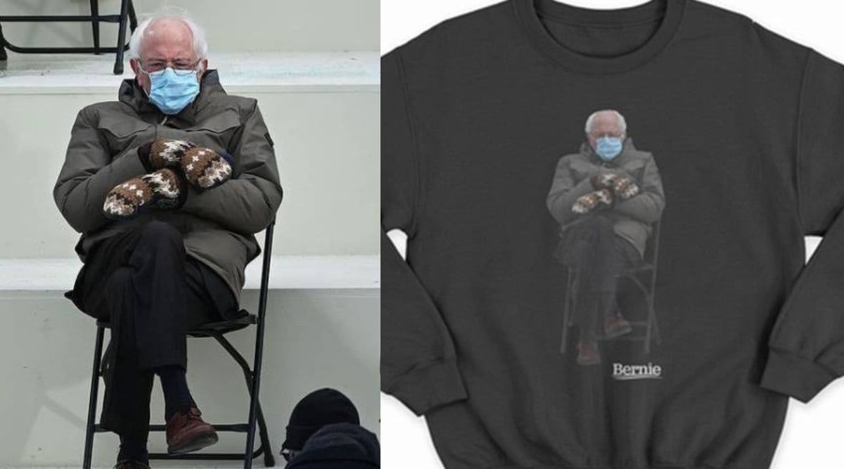 bernie sitting sweatshirt