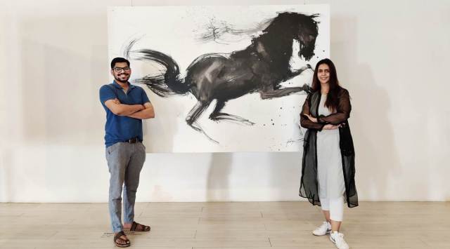 art, art pieces, artwork, paintings, pandemic year, artist, lockdown, painting with mops and brooms, dark horse, indian express news