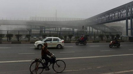 Fog formation Delhi North India