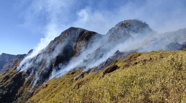 Dzuko valley fire, Manipur fire, Manipur fire, forest fires, NDRF, Manipur news, indian express