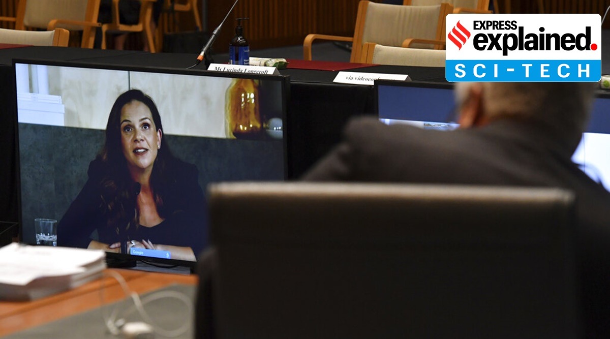 Mel Silva, managing director of Google Australia and New Zealand, appears via a video link during a Senate inquiry in Canberra on Friday. (Mick Tsikas/AAP Image via AP)