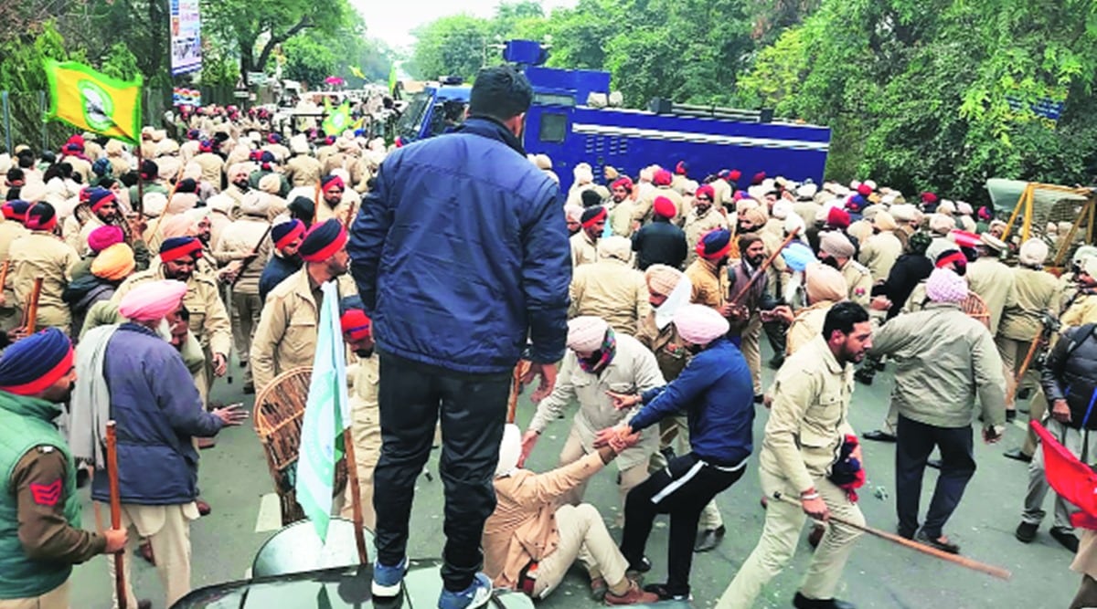 Ashwani Sharma, Punjab BJP president, Farmers protest, farmers clash at Sangrur, Farmers clash with police, indian express news