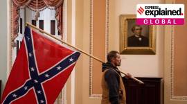 US capitol hill siege, capitol hill violence, confederate flag capitol hill, what is the confederate flag, donald tru,mp, US senate, slavery US, indian express, express explained