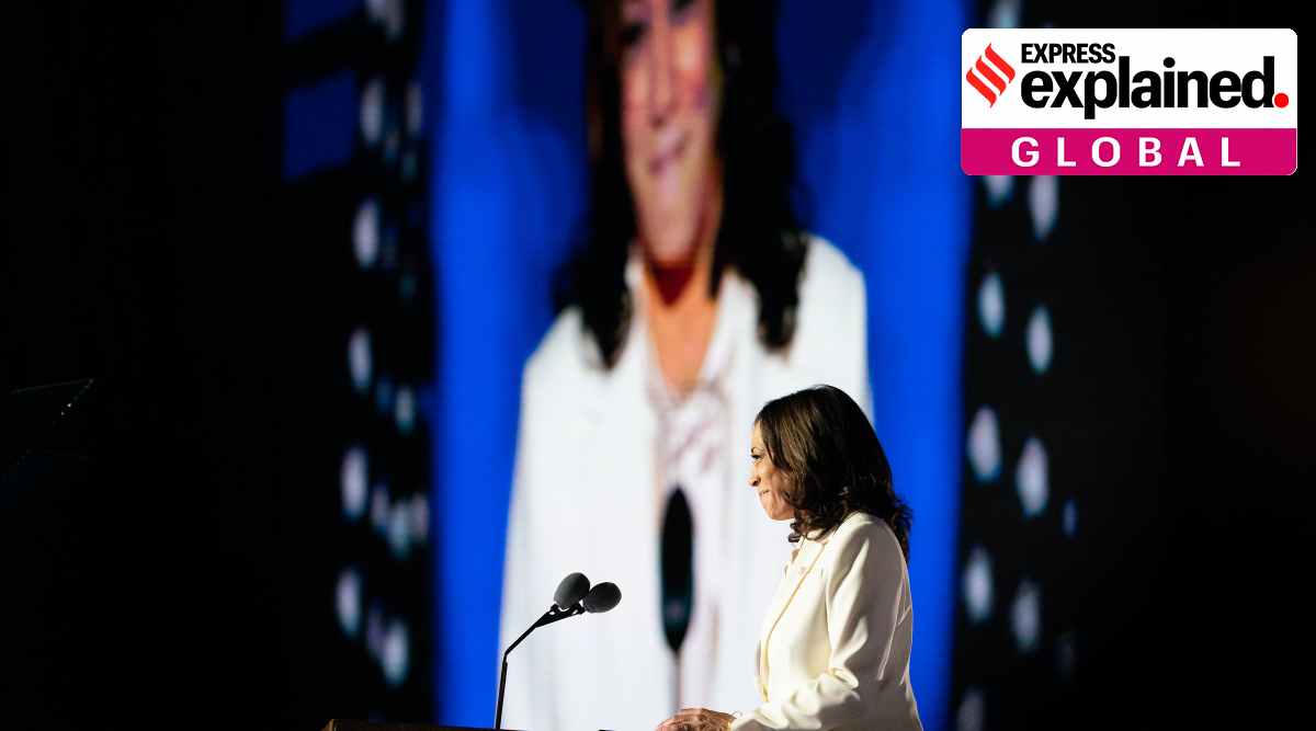 Then Vice President-elect Kamala Harris speaks in Wilmington, Del., on Saturday night, Nov. 7, 2020. Harris is the first woman, the first Black American and the first person of South Asian descent to serve as vice president of the United States. It makes a difference when the first member of a group rises to a position of power, political science shows, but it requires “work to sustain it.” (Erin Schaff/The New York Times)