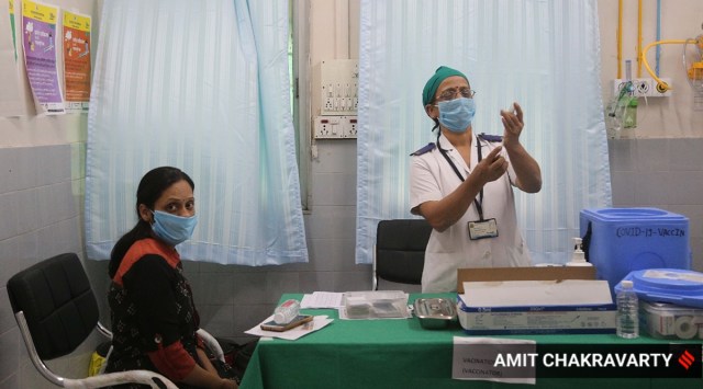 First Day of Covid Vaccination in Mumbai. (Express Photo by Amit Chakravarty) 