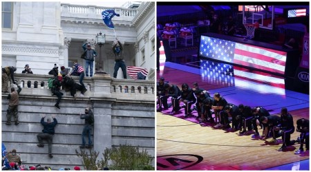 Earlier in the day at the Capitol, a mob delayed Congress from certifying the results of November’s election. (AP Photos)