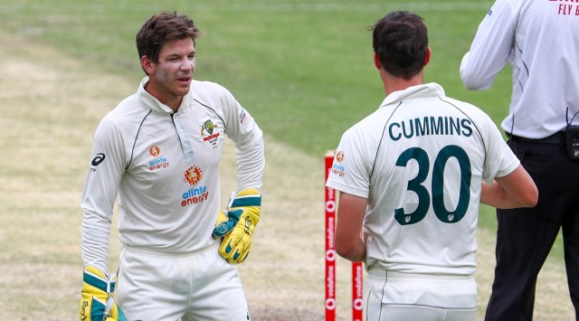 The new-found Australian elite honesty mask cracked in Sydney when captain Tim Paine let out a “d***head”
slur from behind the stumps. (Source: AP)
