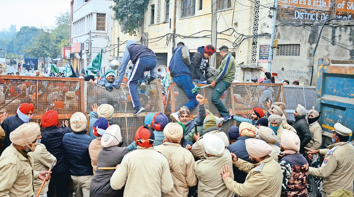 Punjab BJP protest, Punjab govt, Capt govt, farm laws, farmers protest, Chandigarh news, Punjab news, Indian express news