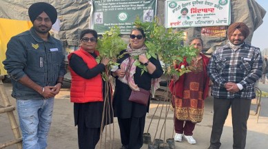 Saplings being planted at Singhu border on the initiative of 'Tractor2Twitter'