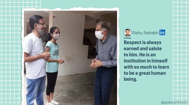 ratan tata, ratan tata visits ex employee, ratan tata employee trending viral pic, ratan tata net worth, ratan tata indian express, Trending news, indian express news