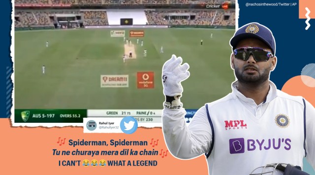 ind vs aus, rishabh pant, ind aus test rishabh pant, rishabh pant stump mic song, rishabh pant sings spiderman, rishabh pant song funny video, indian express, cricket news, sports news